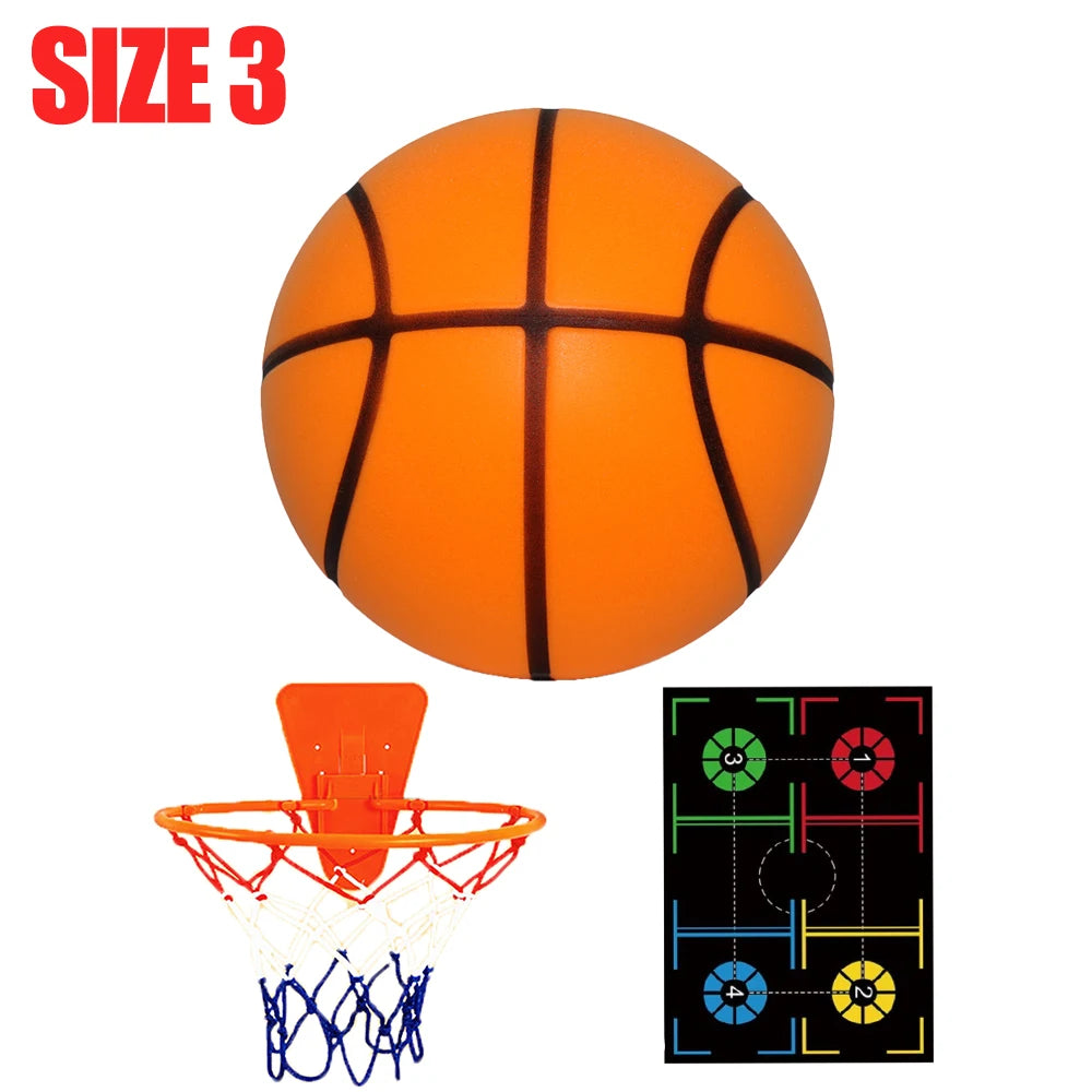 Indoor Silent Basketball with Non Slip Train Mat Foam Basketball Quiet Dribbling Indoor Training for Children No Noises At Home