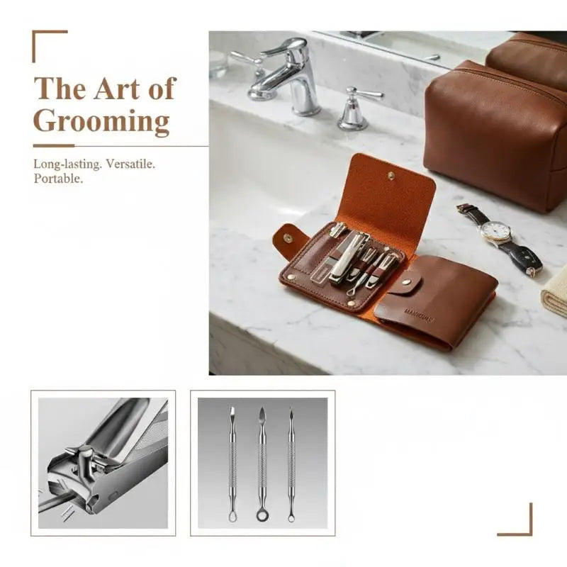 10pcs Portable Nail Care Kit - Professional Carbon Steel Manicure Set with Nail Clippers, Files & Cuticle Tools in Travel Case