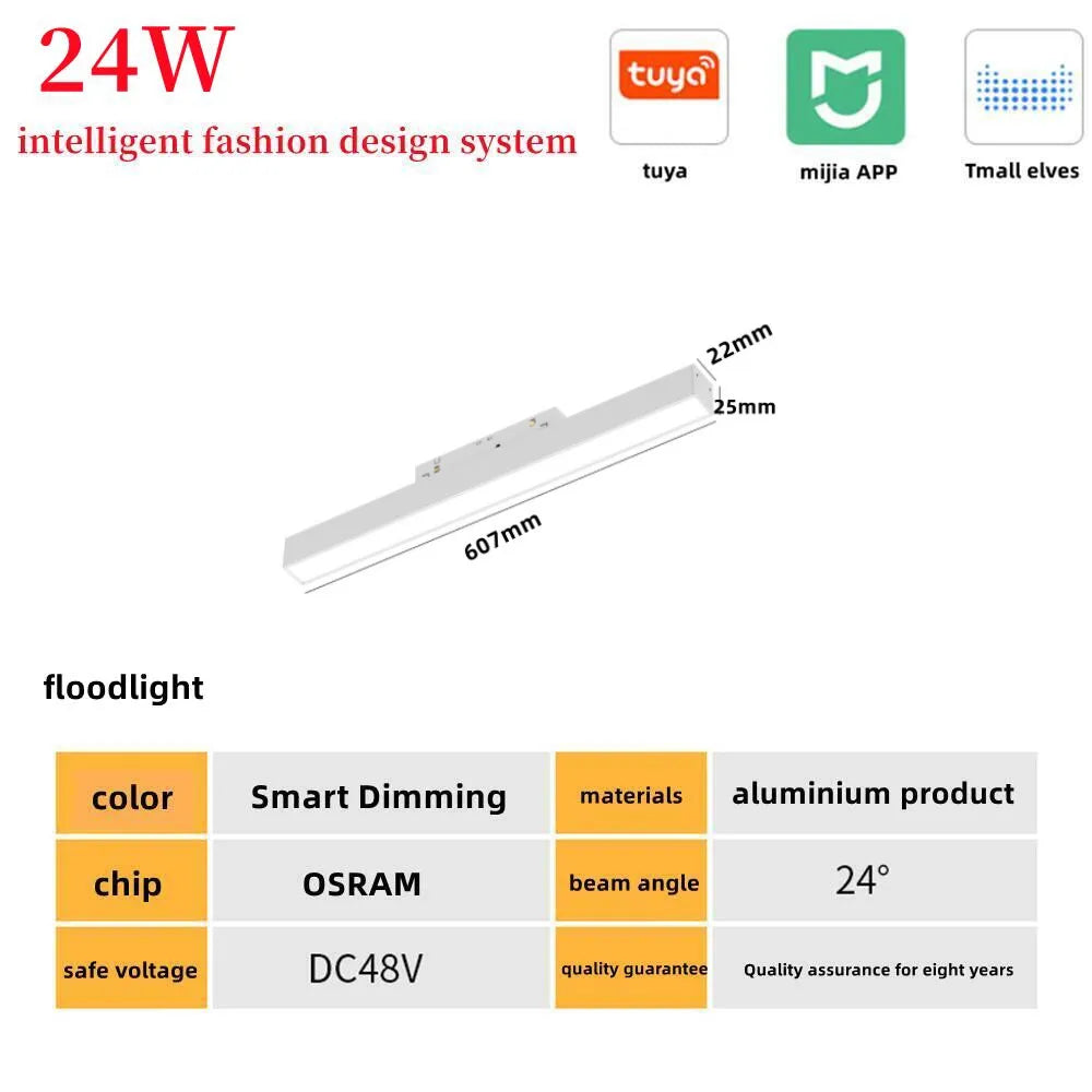 New White Tuya Smart LED Track Light Embedded Masterless Lighting lamp Living Room Light Voice Control Magnetic Track Light