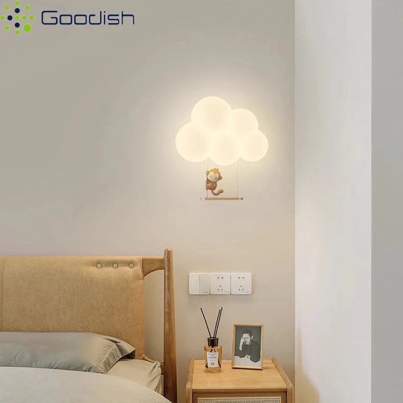 Modern Cute Cartoon LED Wall Lamps Art Creative Animals Balloons Lights for Chidren's Bedroom Living Room Home Decor Chandeliers
