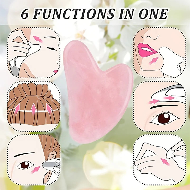 Facial Roller Set, Heart Face Massager, Body Gua Sha, 4 Seasons Double-Ended Beauty Stick Tools for Skincare