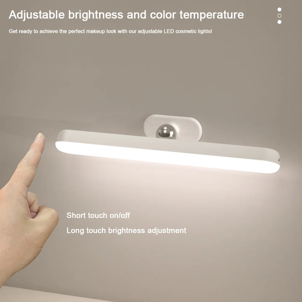 Wireless Mirror Vanity Lights Battery Operated LED Eye Protection Light Adjustable Color Brightness & Angle for Home Bathroom