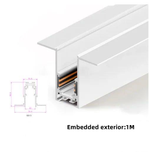 New White Tuya Smart LED Track Light Embedded Masterless Lighting lamp Living Room Light Voice Control Magnetic Track Light