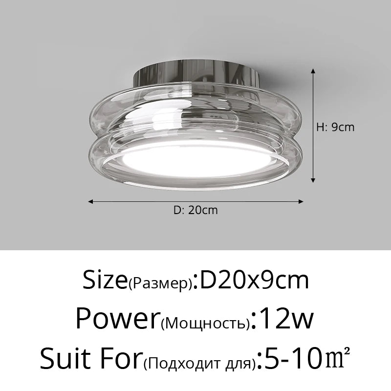 Italian Minimalist Designer Glass Ceiling Light Circular Corridor Lamp Hallway Living Room Dressing Room Lighting Decoration