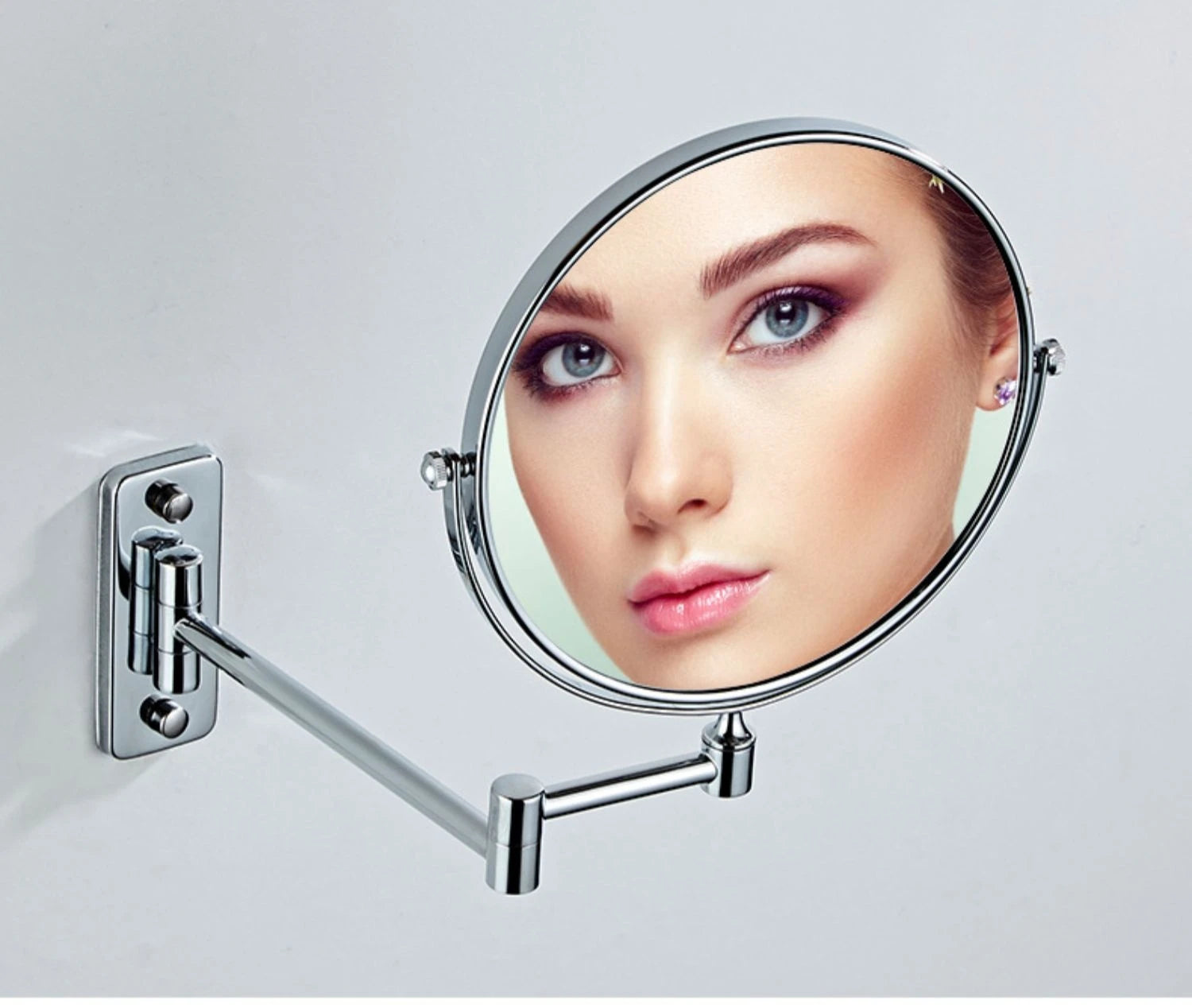8 Inch Hotel Bathroom Extending Wall Makeup Mirror With 3x Magnification for Cosmetic or Shaving, 360 Swivel Mirrors Chrome