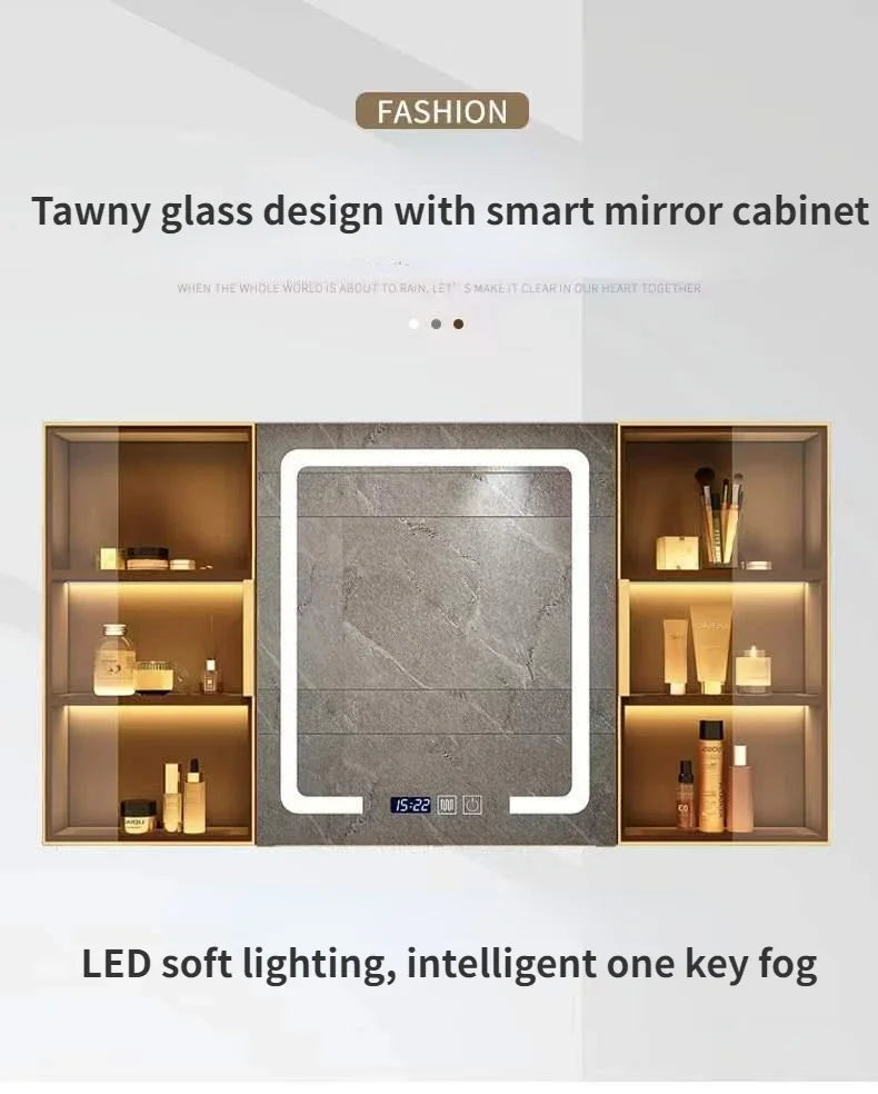 Modern Slate Bathroom Cabinet with Double Washbasin Smart Mirror Ceramic Bathroom Vanity Cabinets Under Sink Bathroom Furniture