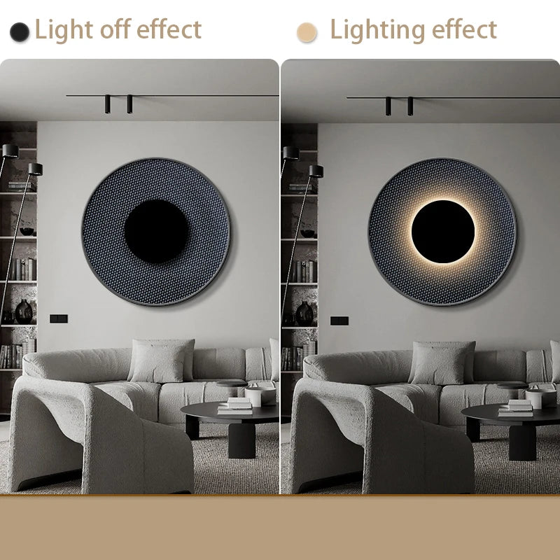 Indoor Modern Minimalist Designer LED Lamp Porch Bedroom Bedside Lighting Decoration Round Background Creative UFO Wall Sconces