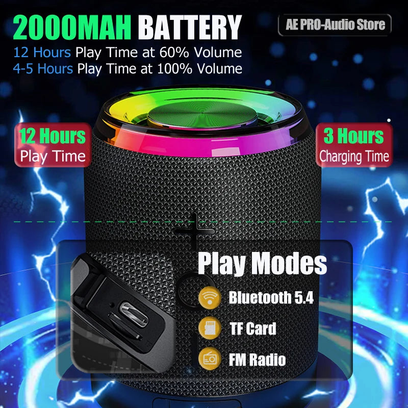 Portable Bluetooth Speaker TWS Stereo Dual Speaker High Volume Wireless Split Speaker Outdoor Waterproof Heavy Bass Speaker