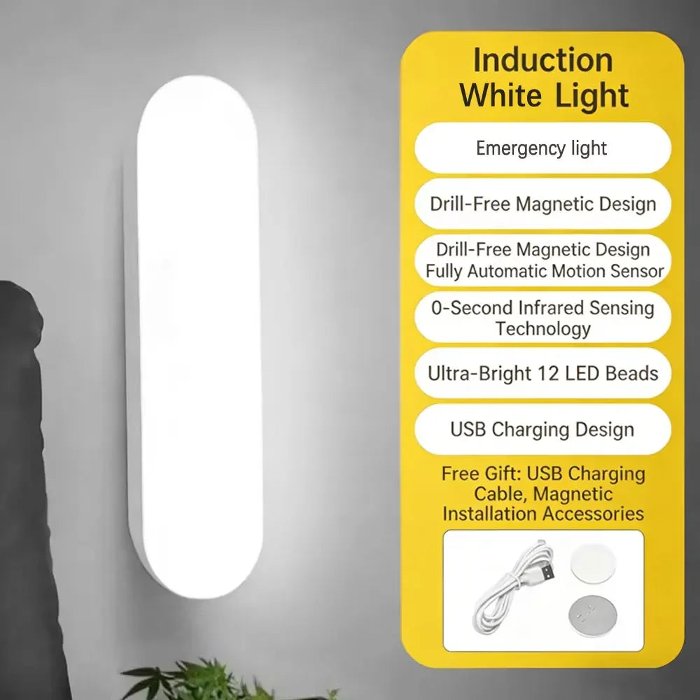 Motion Sensor Lamp Night Light Wireless LED USB Type C Rechargeable Lamp for Kitchen Cabinet Bedroom Wardrobe Staircase Lighting