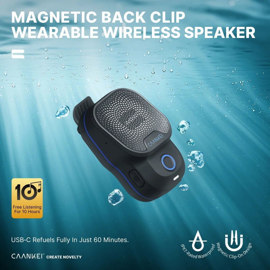 Wearable Bluetooth Speaker IPX7 Waterproof Portable Speakers Outdoor Sport Clip-On Microphone Speaker Calls/Music Mini Sound Box