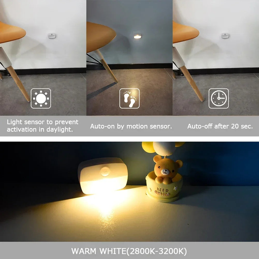 Motion Sensor Night Light Wireless/EU Plug Wall Lamp LED Indoor Lighting,Bedroom Bathroom Corridor Stairway Cabinet Auto ON/OFF