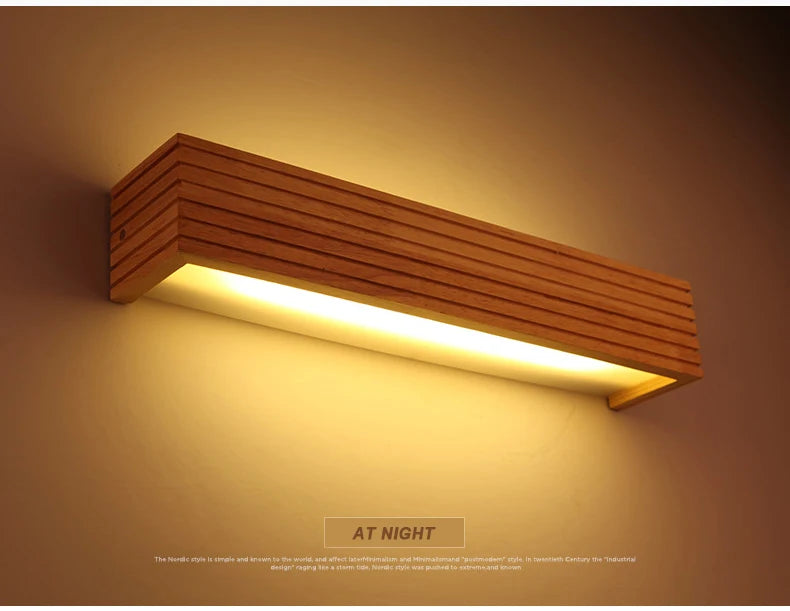 Modern Bathroom Mirror Wall Lamps Nordic Solid Wooden LED Sconce light   Linear Bedroom bedside Corridor staircase Lighting