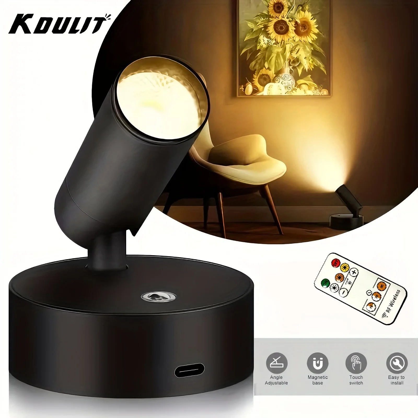 Smart Remote Control & Magnetic USB LED Wall Light,3 Mode Dimmable Cordless Touch Night Lamp for Bedside,Wardrobe,Hallway,Stairs