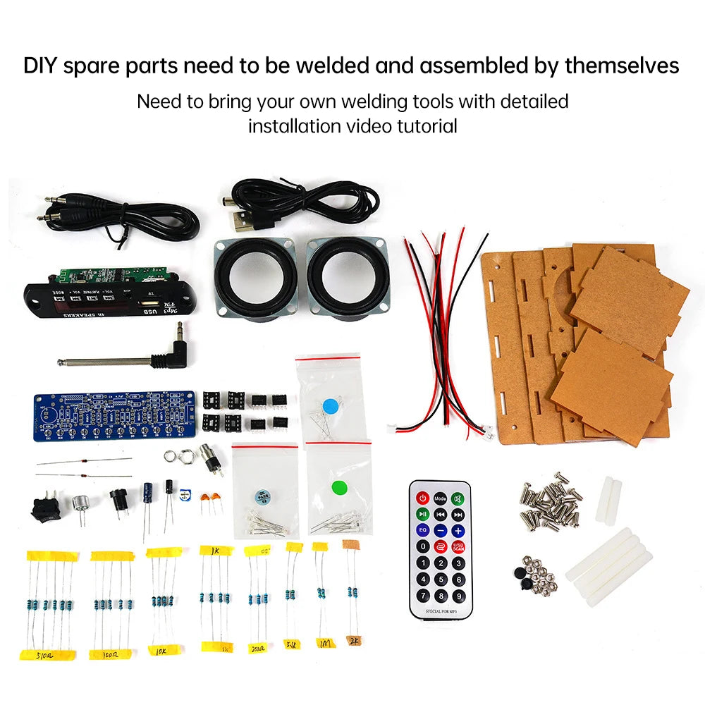 Bluetooth Speaker DIY Kit with FM Radio 87.5-108MHZ DIY Welding Project Practice Electronic Kit Solder Assembly U Disk TF AUX
