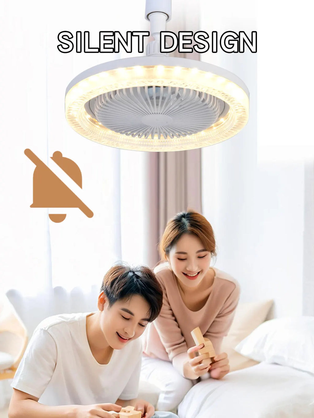 Smart 3 In 1 Ceiling Fan With Remote Control Lighting E27 Conversion Base 85-265v Lighting Base Suitable for Bedroom and Living