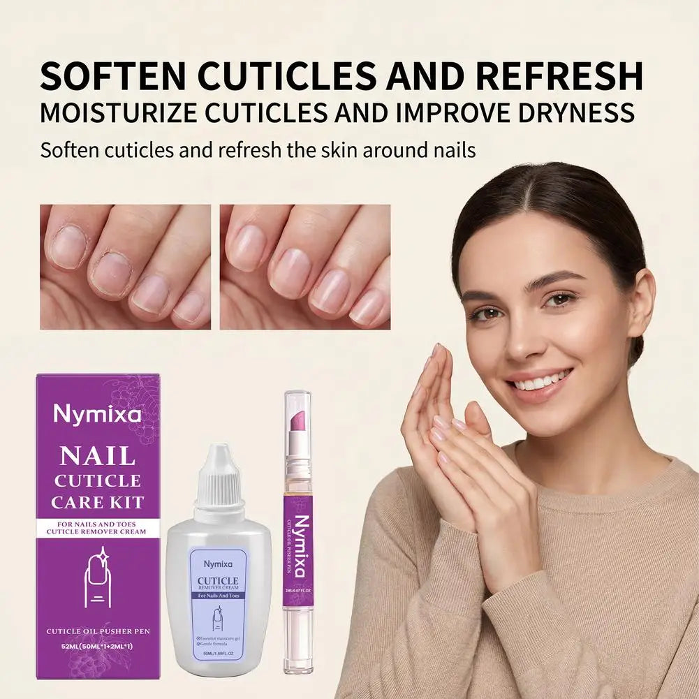 Nail Cuticle Care Kit 50ml Remover Cream 2ml Oil Pen Salon Quality Manicure Set Fingernails Toenails Healthy Grooming Portable