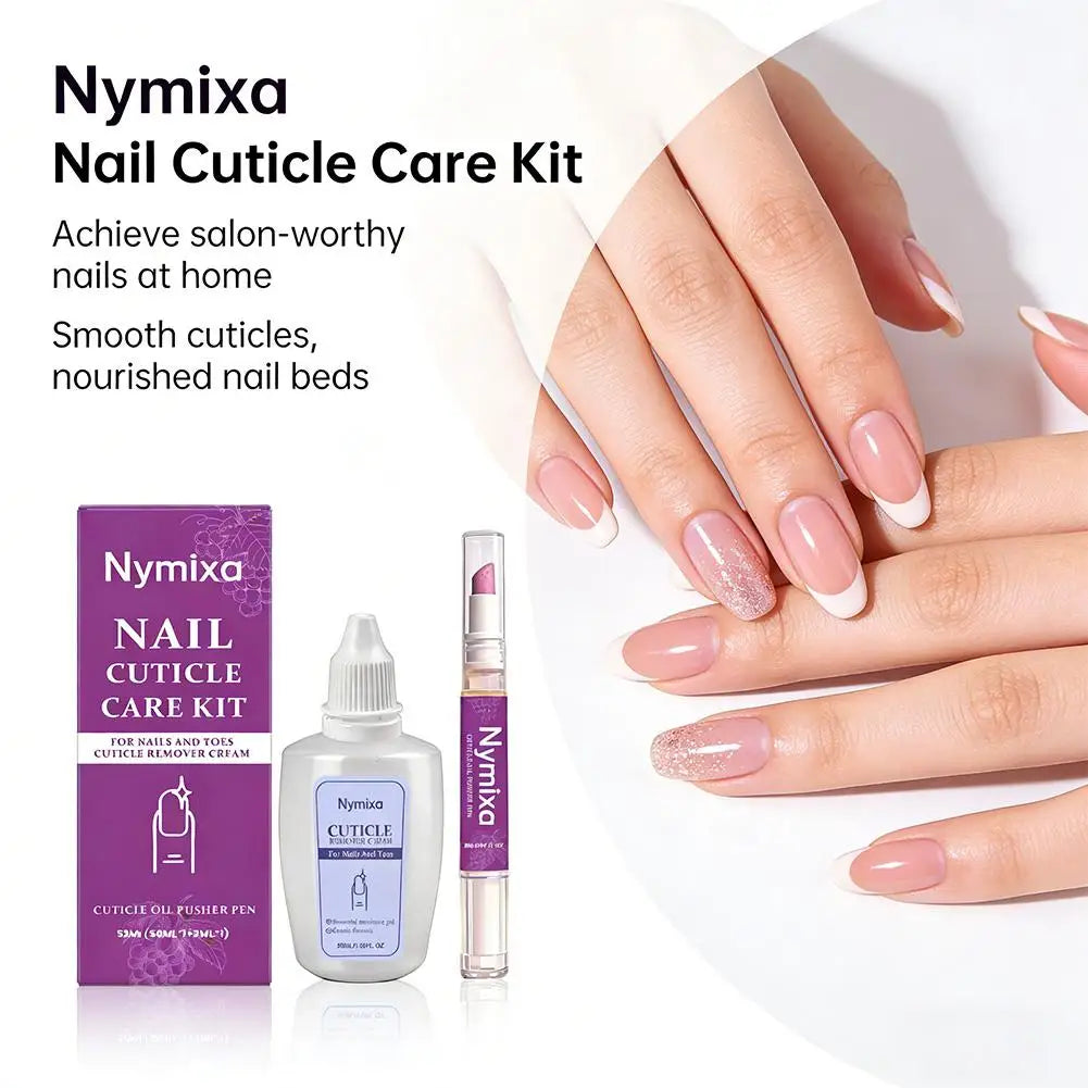 Nail Cuticle Care Kit 50ml Remover Cream 2ml Oil Pen Salon Quality Manicure Set Fingernails Toenails Healthy Grooming Portable