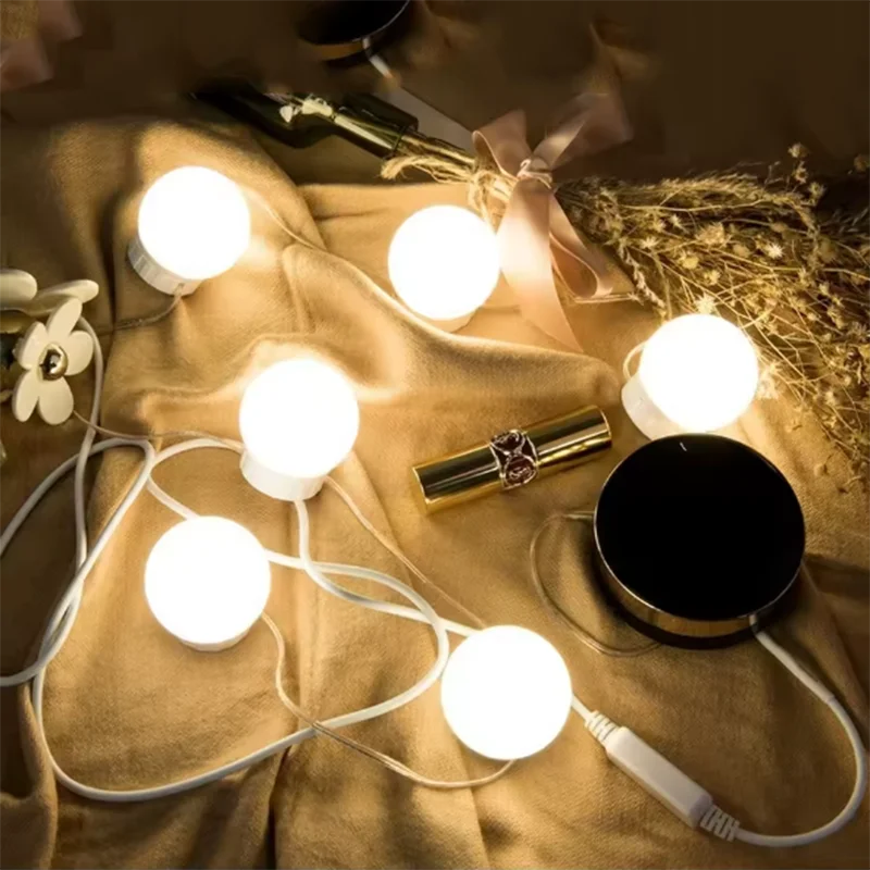 LED Light Makeup Mirror Bulbs Vanity Lights USB 5V Bathroom Dressing Table Lighting Dimmable LED Vanity Light For Mirror Light