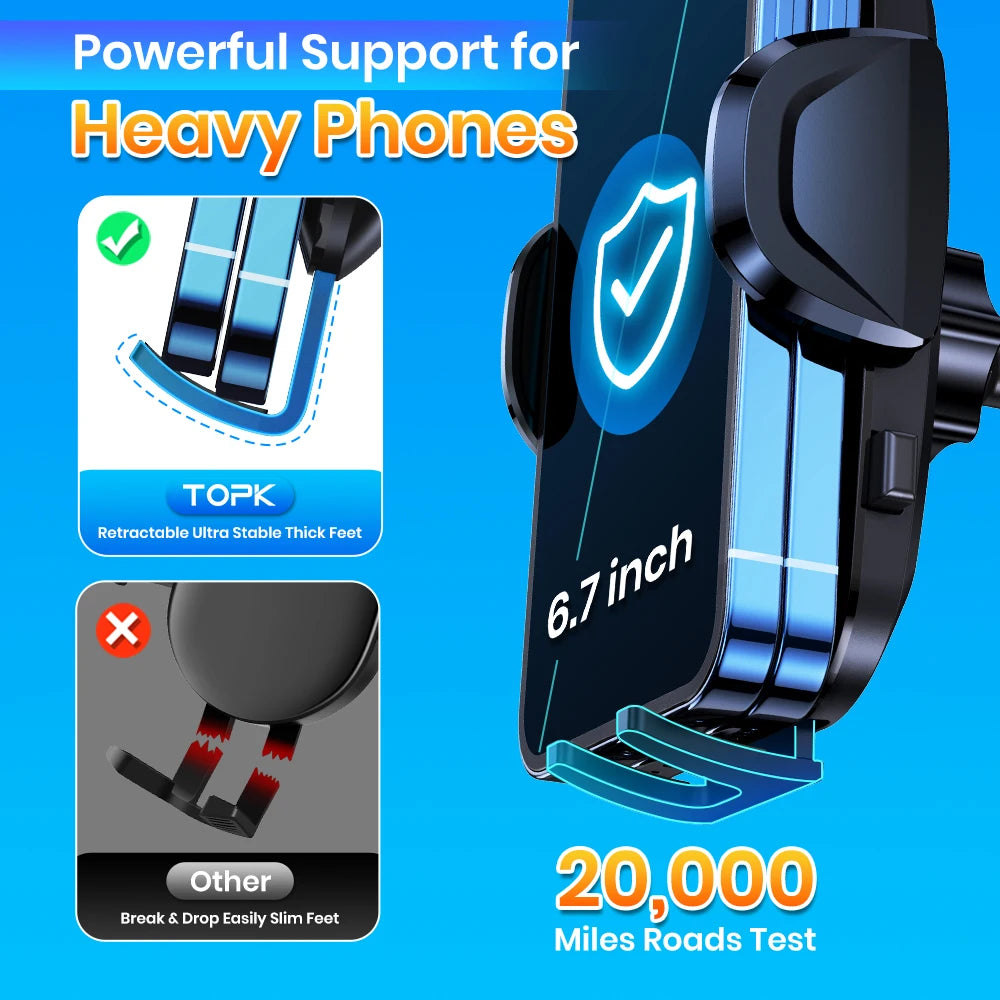 TOPK Car Phone Holder Air Vent Mount Cell Phone Holder Car Mount Compatible with iPhone 15 14 13 Pro Max Plus All Phones