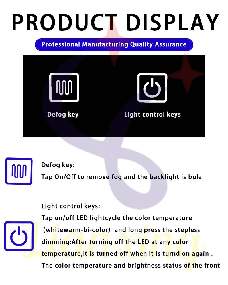 Strip light controller smart switch touch mirror dimmer 12W smart  touch sensor switch with Anti fog dual Touch Bathroom Mirror