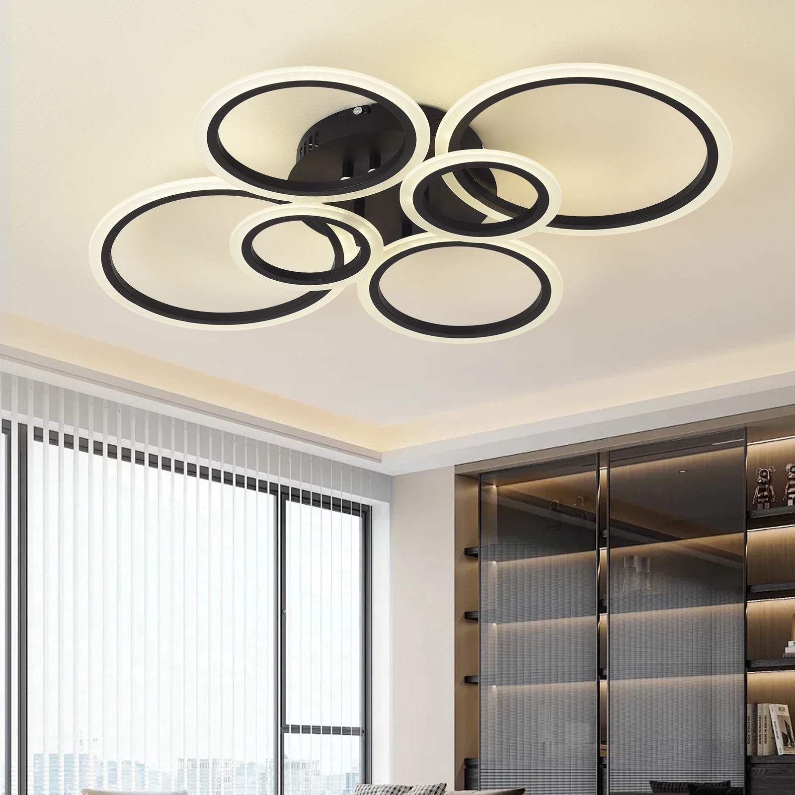 Modern Ring LED Ceiling Light Indoor Lighting Glossy Acrylic Dimmable Light Bedroom Living Room Ceiling Light Modern Home Decor