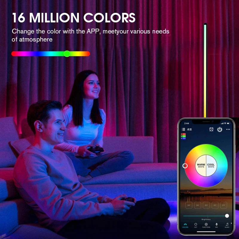 Smart RGB LED Floor Corner Lamp with Music Sync 16 Million DIY Colors Modern Ambient Lighting for Home Decor