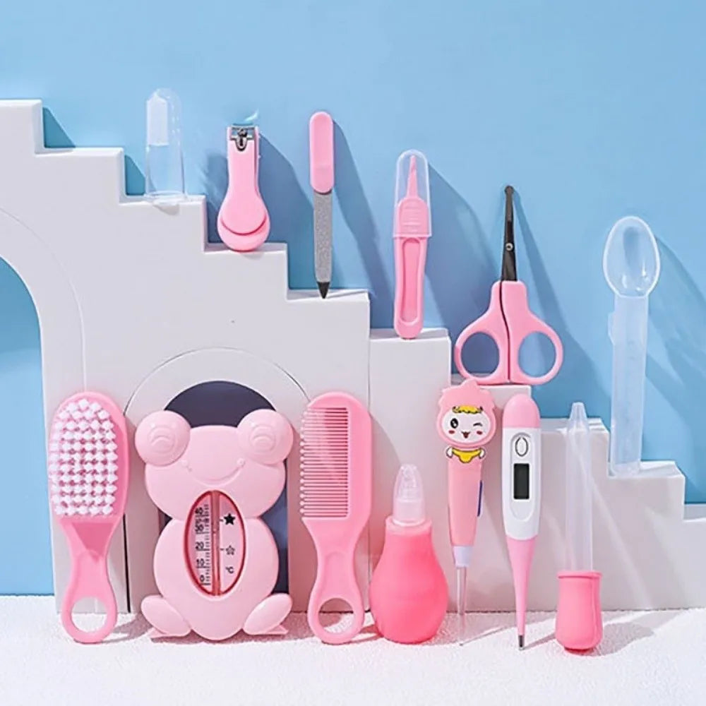 13Pcs/Set Multi-functional Baby Care Kit Nasal Aspirator Nail Clipper Baby Grooming Kit Comb Hair Wash Brush