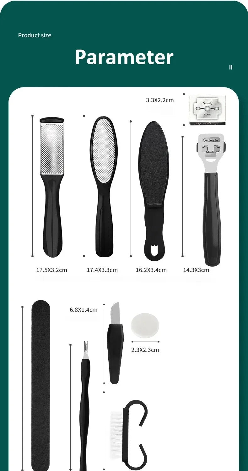 Pedicure Kit 10 in 1 Professional Pedicure Tools Set Foot Rasp Peel Callus Dead Skin Remover Feet Care Pedicure