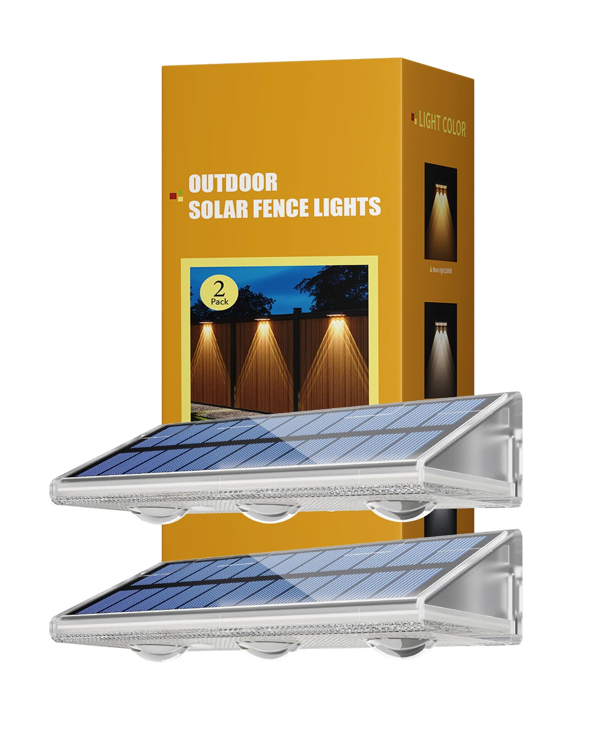 High-end Solar LED Fence Light IP66 Waterproof Auto ON OFF Warm White 6 Colors 7 Modes Solar Wall Lamp for Backyard Outside