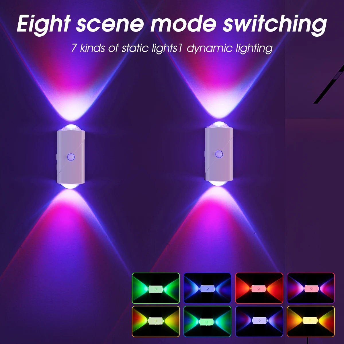 Smart Dual Sensor Night Light, 8 Lighting Modes RGB Ambient Lamp with Magnetic Installation for Home Decor Hallway Stairs