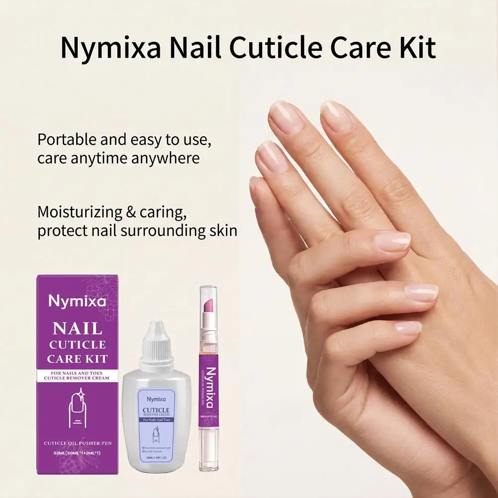 Nail Cuticle Care Kit 50ml Remover Cream 2ml Oil Pen Salon Quality Manicure Set Fingernails Toenails Healthy Grooming Portable