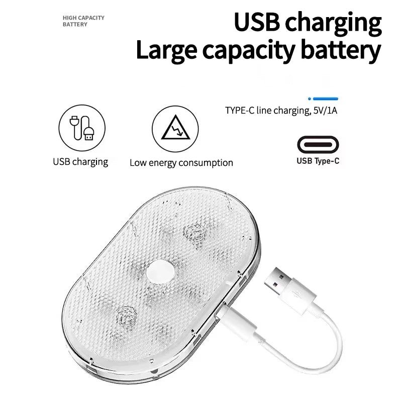 Motion Sensor Led Light 650mAH USB Rechargeable Automatic Induction Sensing Light Wireless Foot Lamp for Car Trunk Door