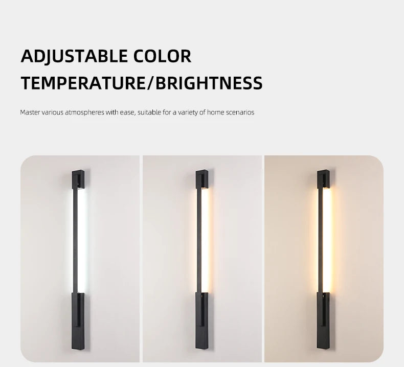 Smart Dimmable Outdoor Wall Light Black Modern LED Lamp IP65 Waterproof via APP Control for Garden Home