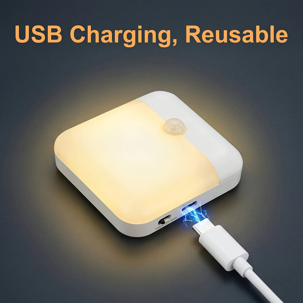 Motion Sensor  LED Wall Lamp USB Rechargeable Night Lamp Human Inductor Light for Bedroom Kitchen Stair Bathroom Wardrobe Closet