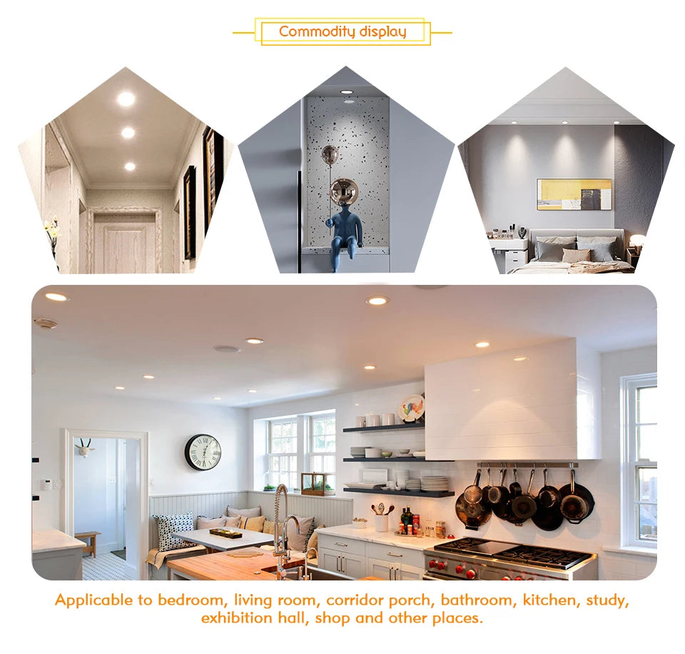 LED Downlight 3W 5W 7W 9W 12W 15W Ceiling Lamp AC 220V Recessed Led Down Light Round Panel Light Spotlight Indoor Lighting