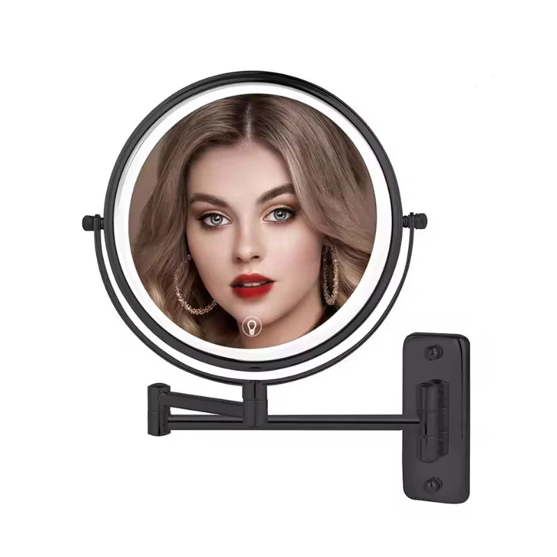 Wall Mounted Makeup Mirror 9”10x Magnifying Rechargeable Vanity Lighted Cosmetic Mirror for Vanity Desk and Bathroom Use