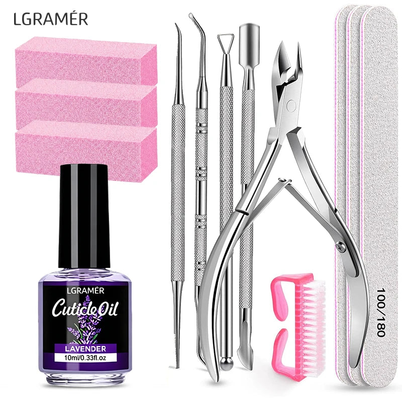 13 Pcs Nail File & Buffer Blocks with Nail Care Kit,Manicure Kit for Women with Milk and Honey Cuticle Oil & Cuticle Trimmer Set