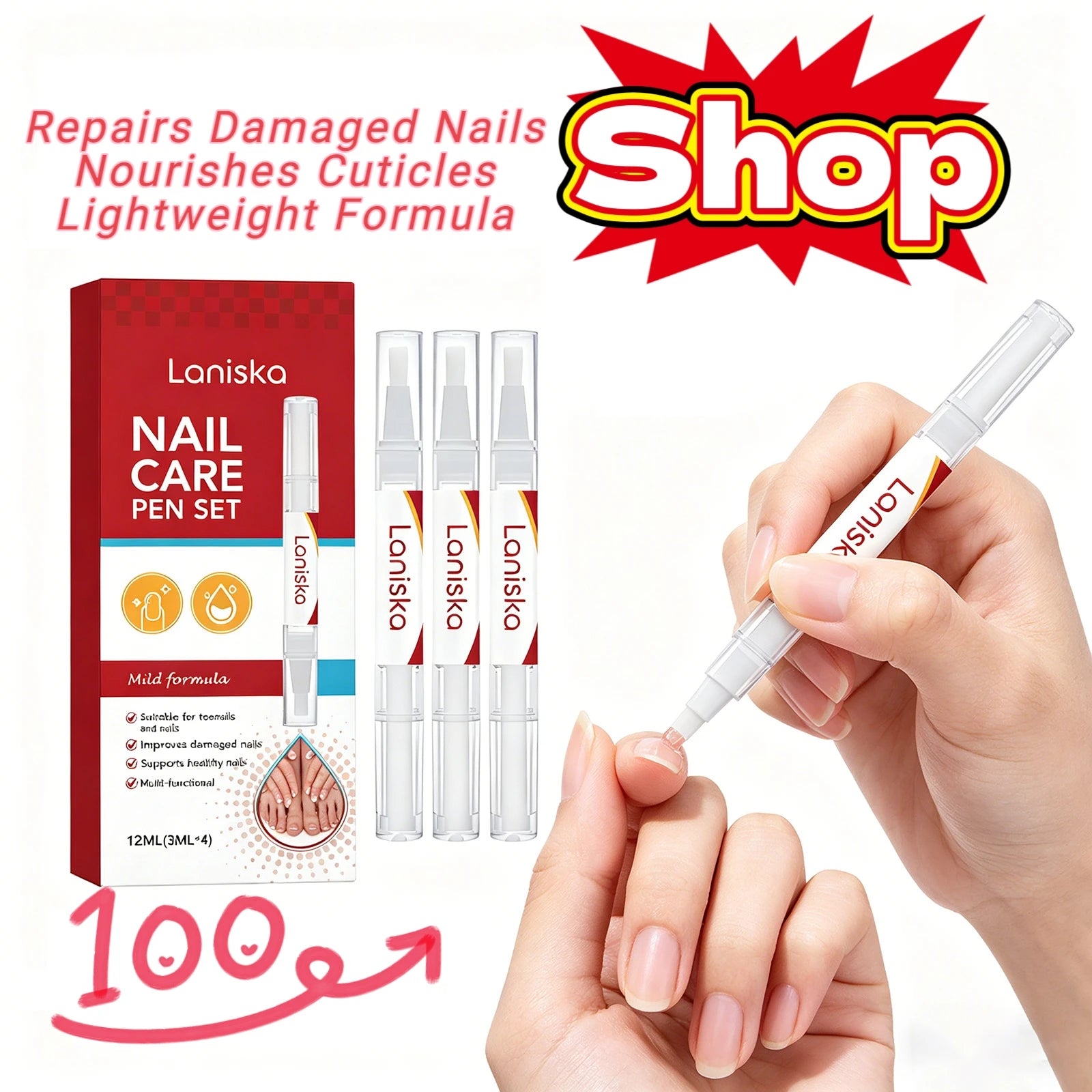 Nail Repair Pen Set Treatment Damaged Reduce Cracking Improve Dry Cuticle Remove Dead Skin Nourishing Portable Nail Care Product