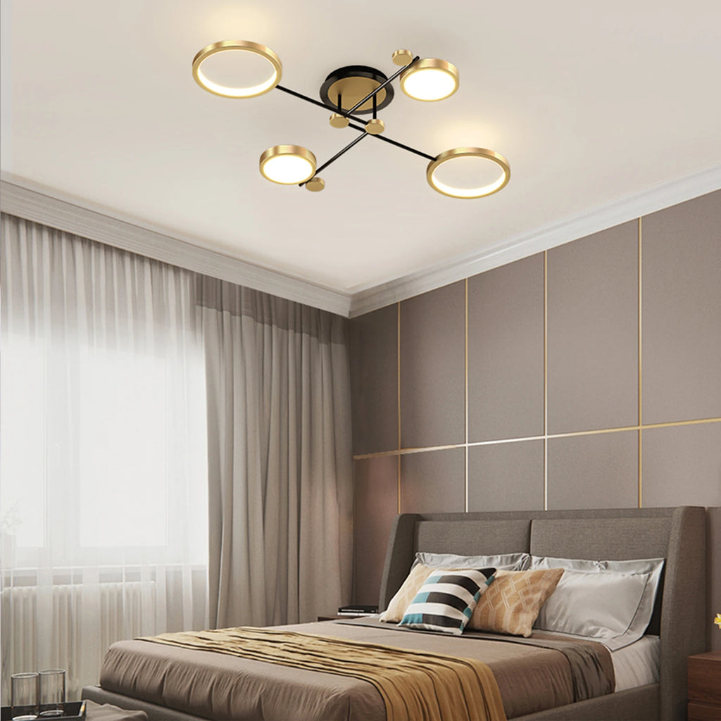 Interior Led Ceiling Lights Golden Smart Remote Control Dimming Ceiling Chandelier Home Lighting Fixture Bedroom Kitchen Lamp