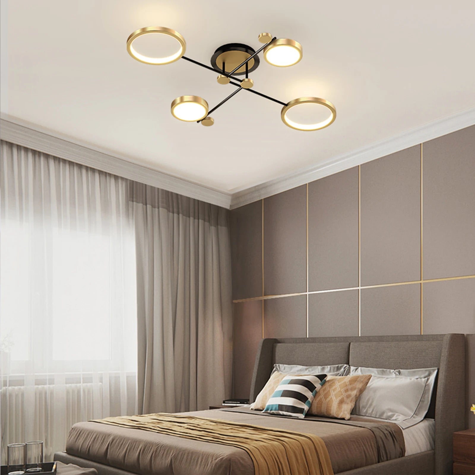 Interior Led Ceiling Lights Golden Smart Remote Control Dimming Ceiling Chandelier Home Lighting Fixture Bedroom Kitchen Lamp