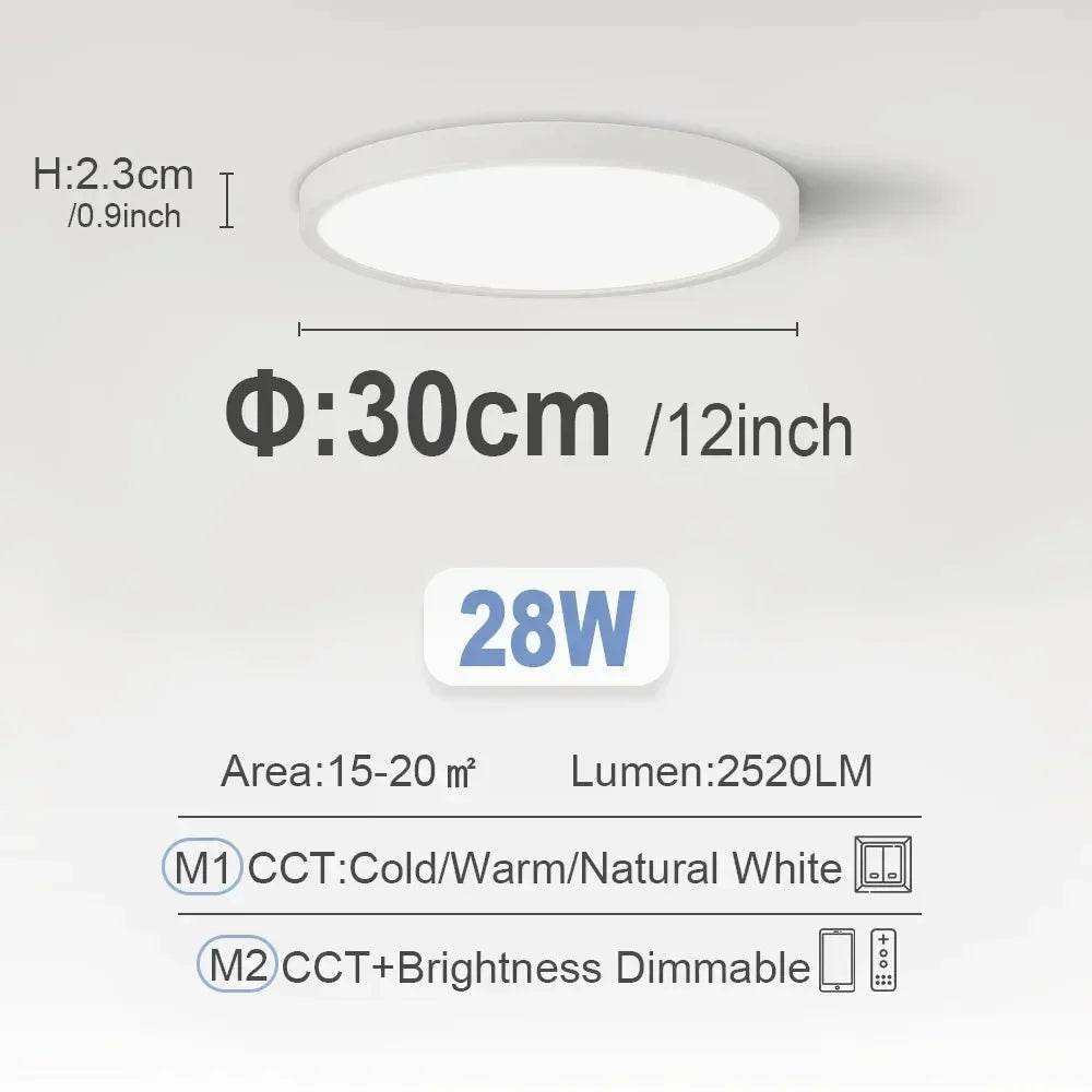 0.9 Inch Ultra-thin Smart Home LED Ceiling Light 38W 28W 24W APP/Remote Control Dimmable Room Decoration Bedroom Living Room