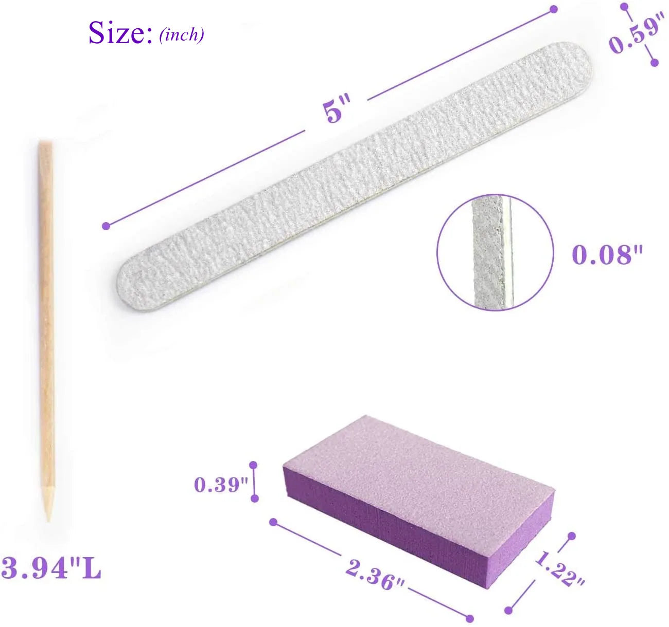 100 Sets Natural Nail Kits Disposable Manicure Kit  Salon Professional Pedicure Pedicura Nail File Set