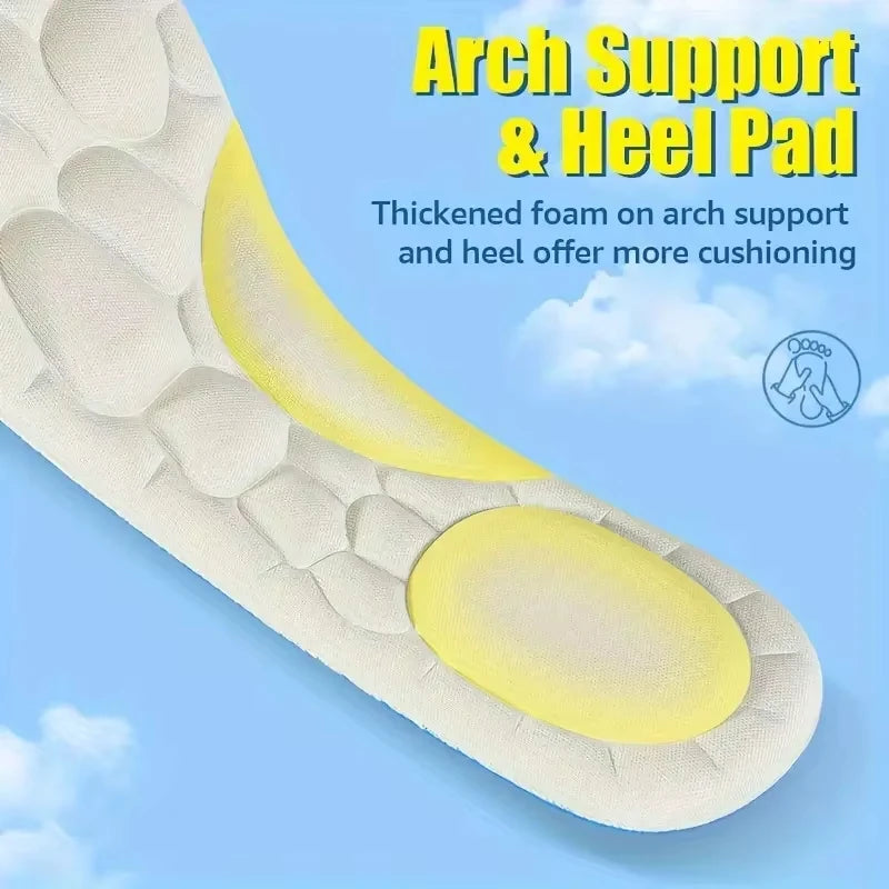 2 Pairs of Sport Insoles Soft Massage Memory Foam Insoles Comfortable Shock Absorption High Elasticity Breathable and Deodorant