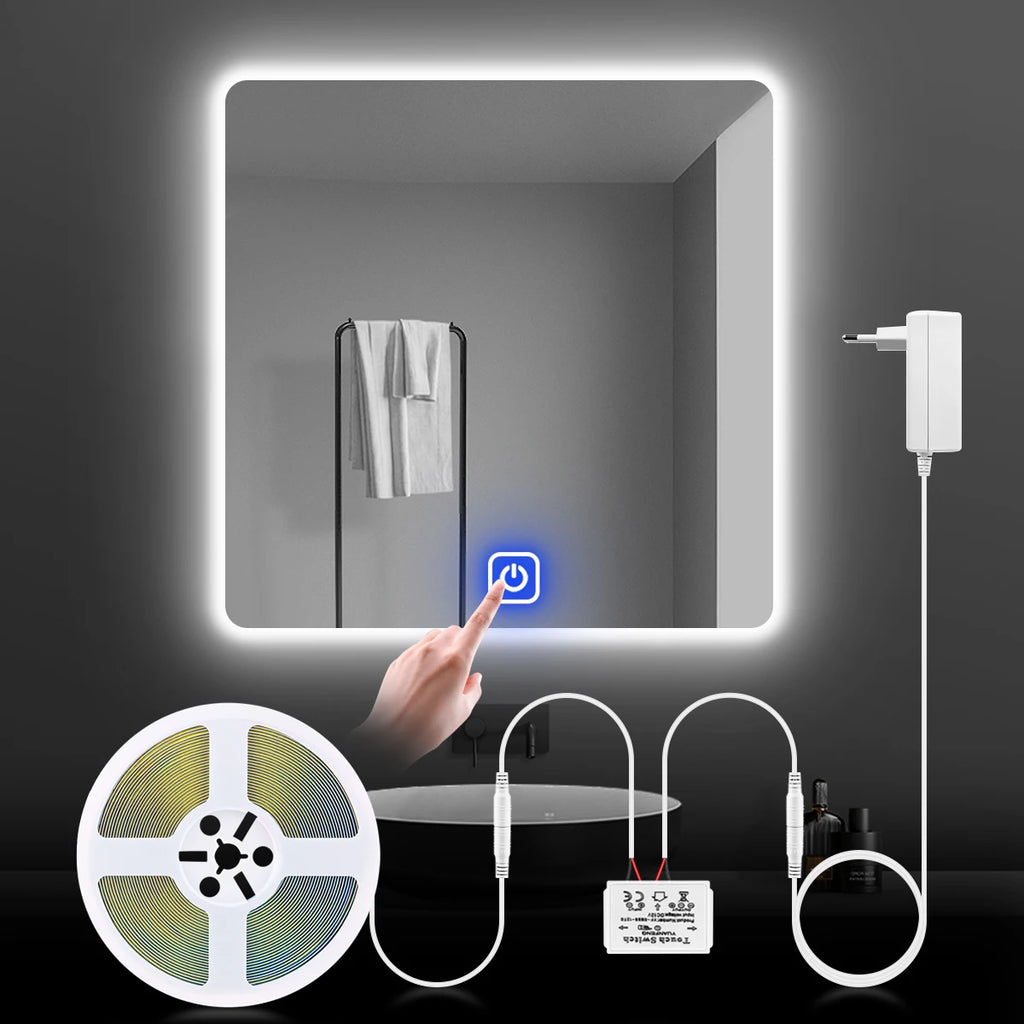 Bathroom Makeup Mirror LED Light Strip 12V Dressing Table Background Lighting Dimmable Touch Sensor LED Vanity Light For Decorat