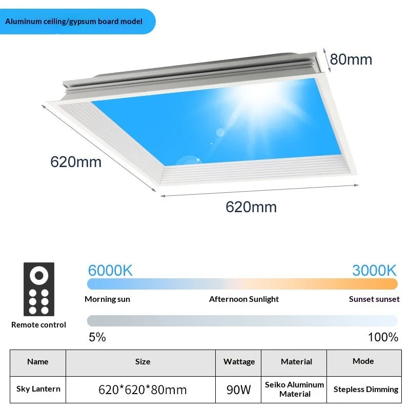 Modern Smart Integrated LED Ceiling Light Sky Blue Clouds Effect Daylight Simulation for Kitchen Home Lighting Room Decor