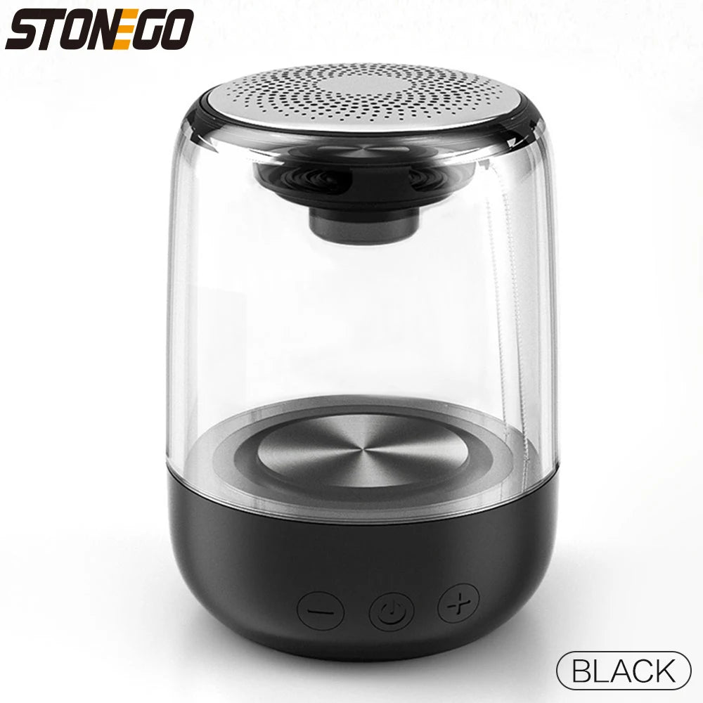 True Wireless Bluetooth 5.0 Speakers Transparent Design Breathing LED Light TWS Bluetooth Speaker TF Card AUX Audio Input