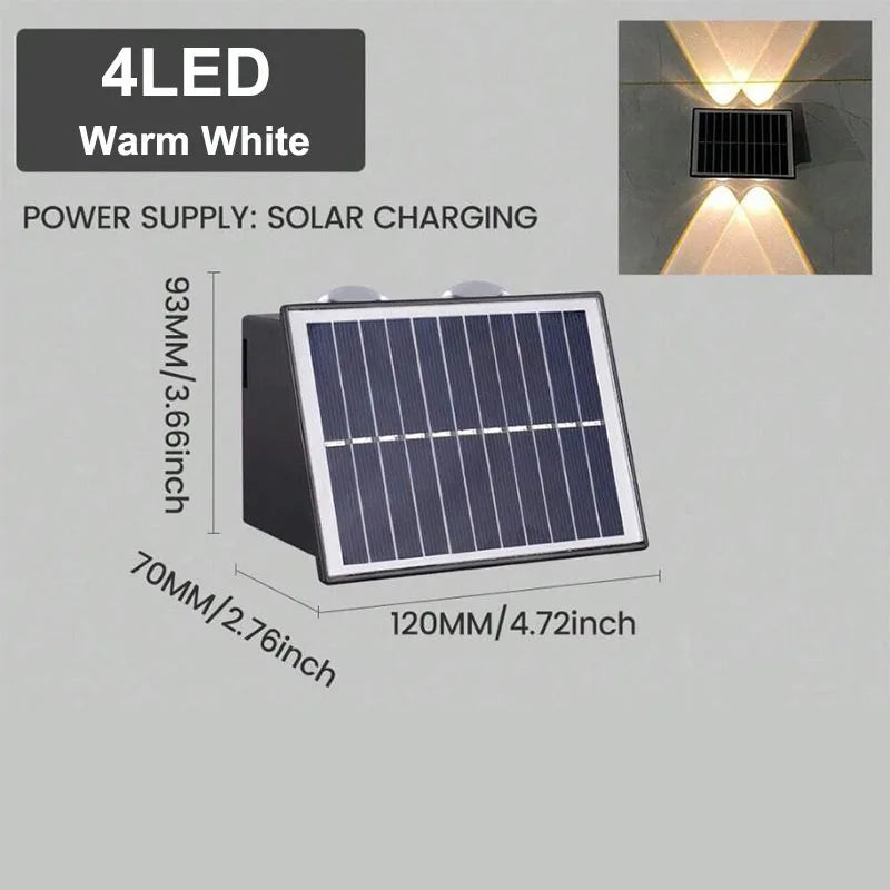 Solar Wall Washer Light Up and Down Lighting Outdoor Solar Fence Lights Waterproof Wall Lamp for Yard Garage Walkway Porch Decor