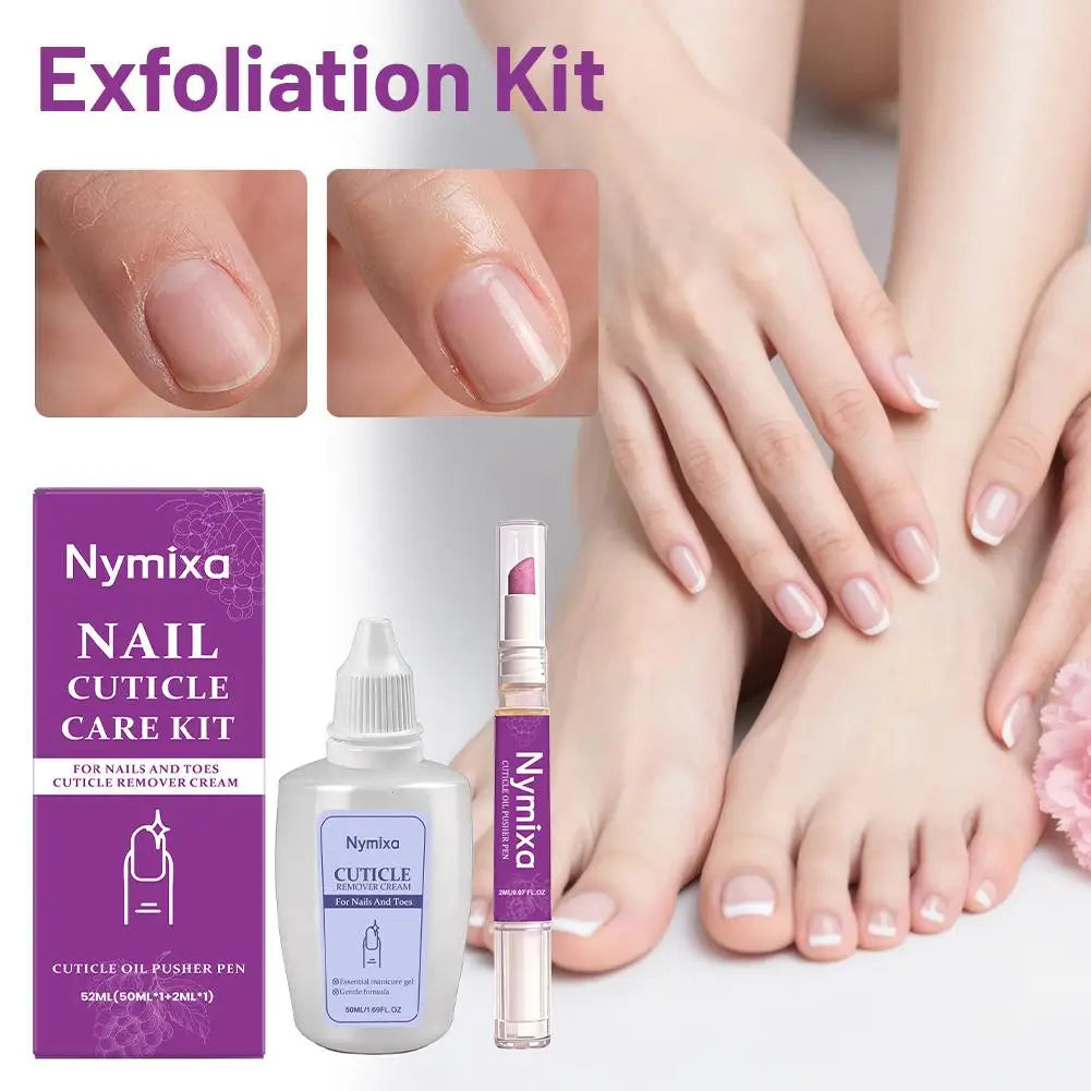 Nail Cuticle Care Kit 50ml Remover Cream 2ml Oil Pen Salon Quality Manicure Set Fingernails Toenails Healthy Grooming Portable