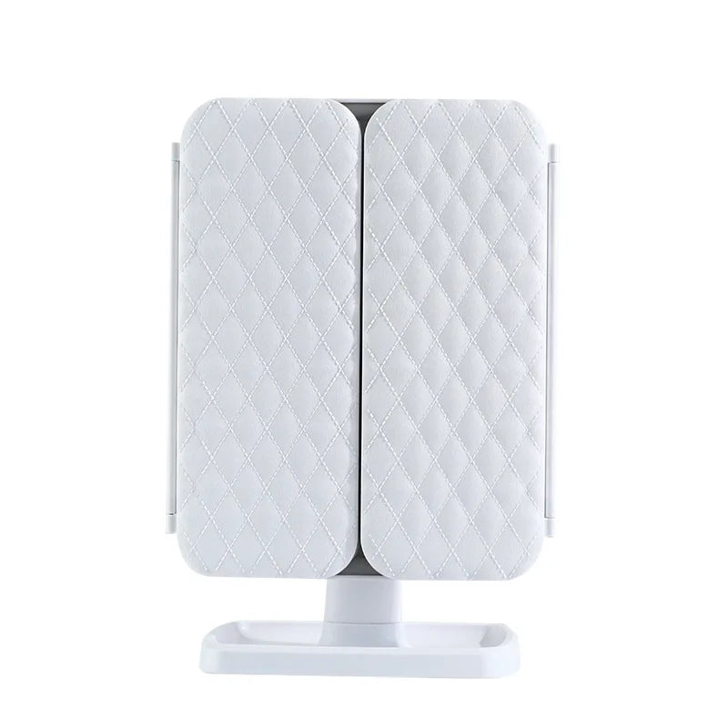 Smart LED Makeup Mirror 270° Rotatable Tri-Fold Vanity Mirror Touch Screen Dimmable Rechargeable Beauty Mirror for Desktop