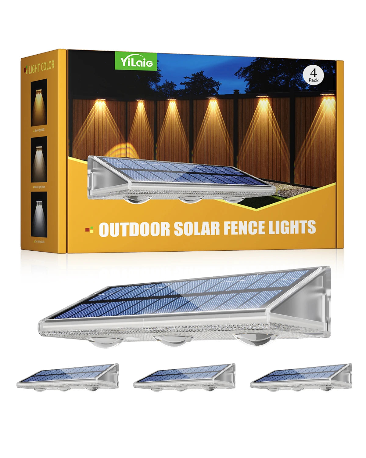 High-end Solar LED Fence Light IP66 Waterproof Auto ON OFF Warm White 6 Colors 7 Modes Solar Wall Lamp for Backyard Outside